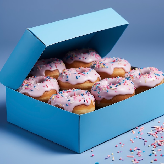 Free photo delicious glazed doughnuts arrangement