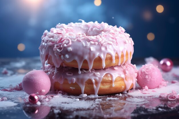 Free photo delicious glazed doughnuts arrangement