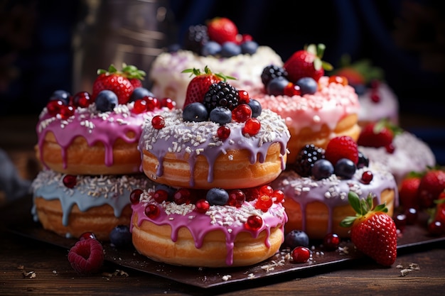 Foto gratuita deliziosa disposizione di ciambelle glassate