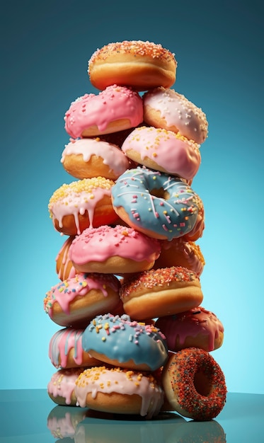 Free photo delicious glazed doughnuts arrangement