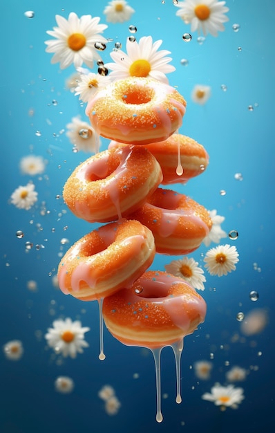 Free photo delicious glazed doughnuts arrangement