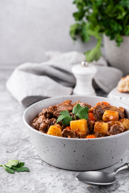 Foto gratuita delizioso gulasch pronto per la cena