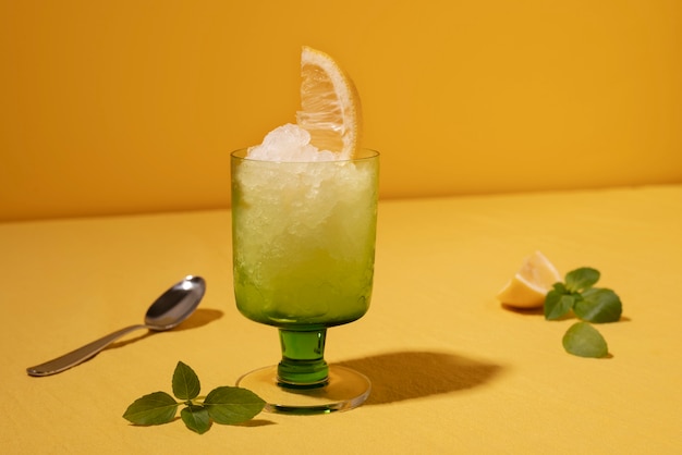 Foto gratuita deliziosa granita con fetta di limone