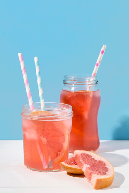 Delicious grapefruit juice ready to be served