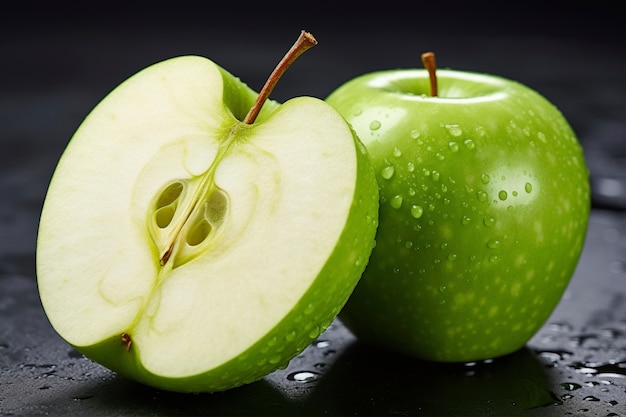 Free photo delicious green apples in studio