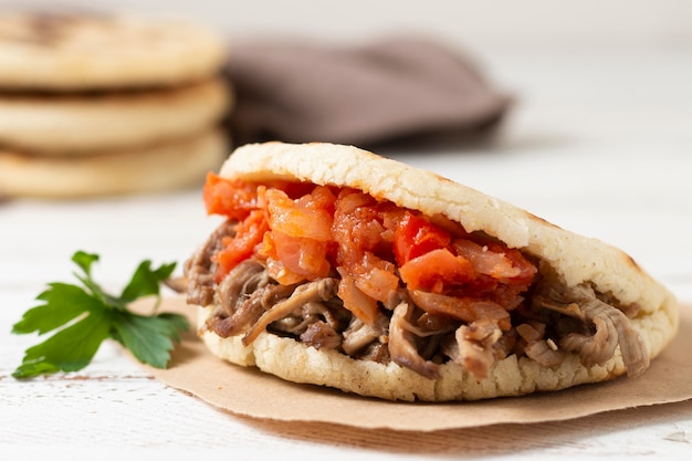 Free photo delicious grilled arepas with meat