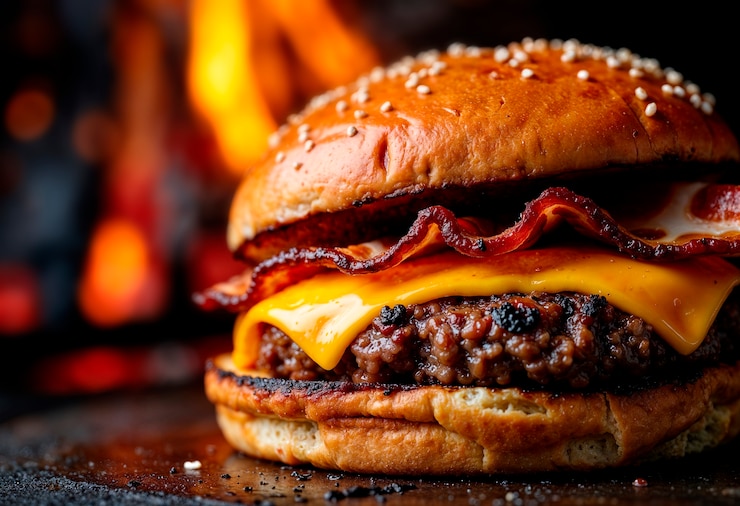 Free Photo delicious grilled cheeseburger with bacon