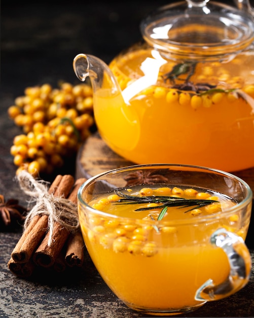 Free photo delicious and healthy sea buckthorn tea