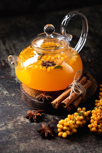 Free photo delicious and healthy sea buckthorn tea