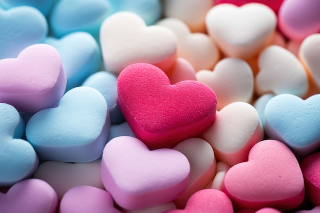 Бесплатное фото Вкусная композиция из конфет в форме сердца