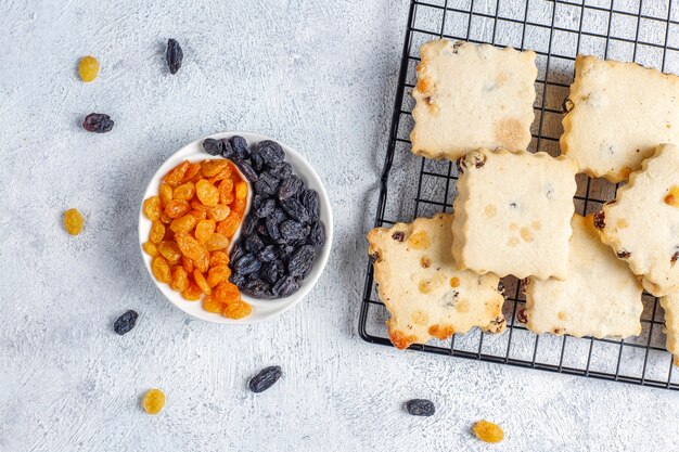 Delicious homemade cookies with raisins.