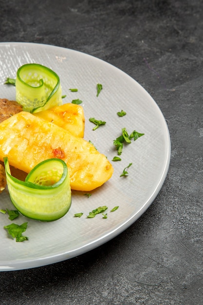 Delicious homemade cutlet meal along with potatoes