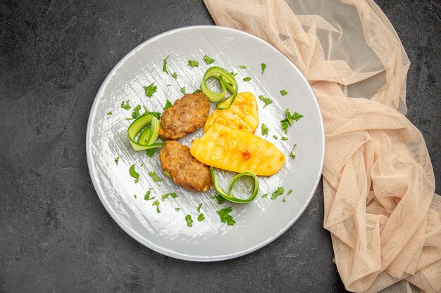 Delicious homemade cutlet meal along with potatoes