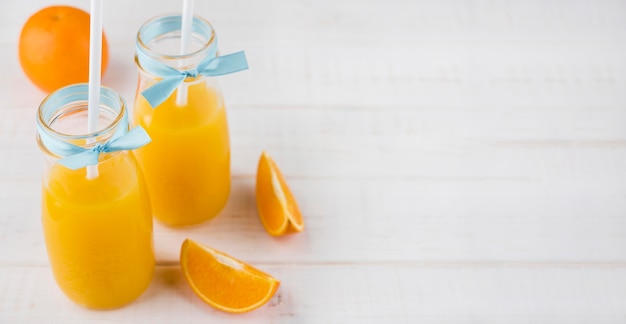 Free photo delicious homemade orange juice with copy space