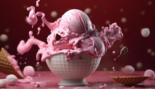 Delicious homemade strawberry ice cream a sweet summer indulgence generated by artificial intelligence