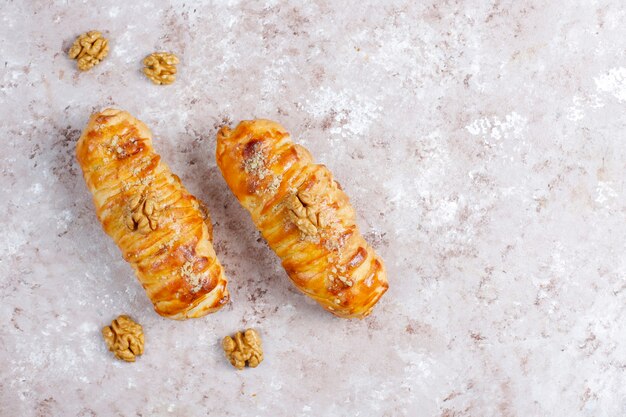 Delicious homemade walnut rolls.