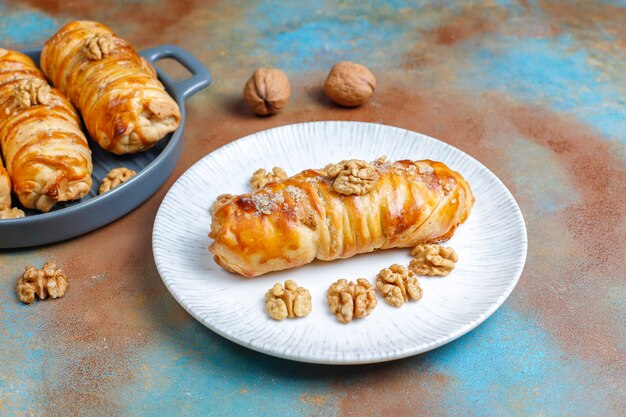 Delicious homemade walnut rolls.