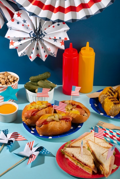 Free photo delicious hot dogs for the us labor day