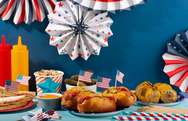 米国労働者の日のためのおいしいホットドッグ