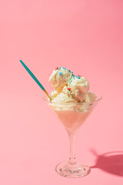 Delicious ice cream on glass cup