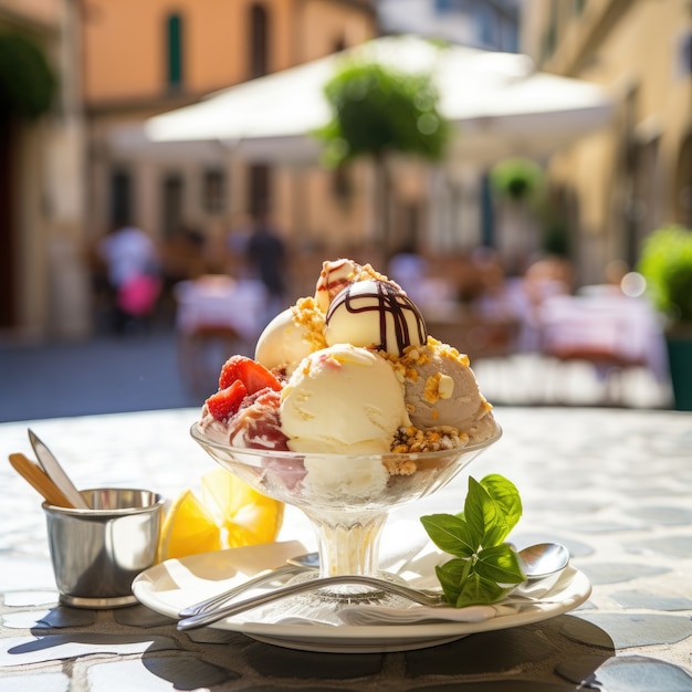 Free photo delicious ice cream outdoors