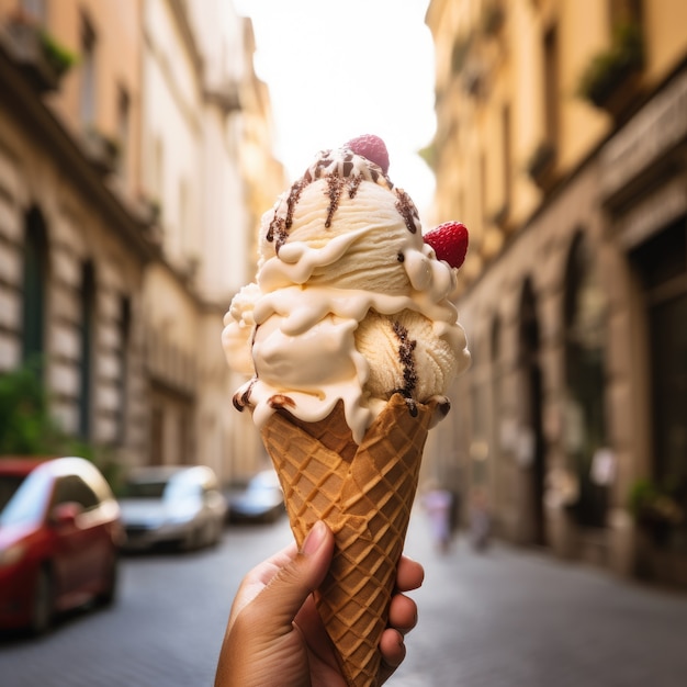 Foto gratuita delizioso gelato all'aperto