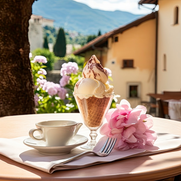 Free photo delicious ice cream outdoors