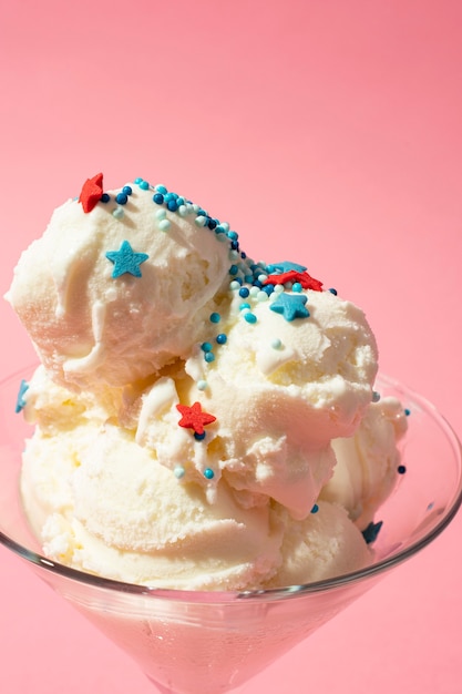 Бесплатное фото Вкусная текстура мороженого со звездами