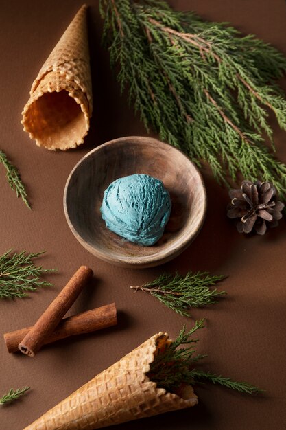 delicious ice cream in winter time