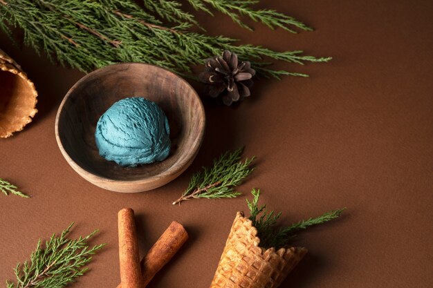 Delicious ice cream in winter time