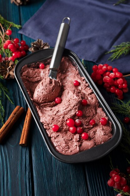 delicious ice cream in winter time