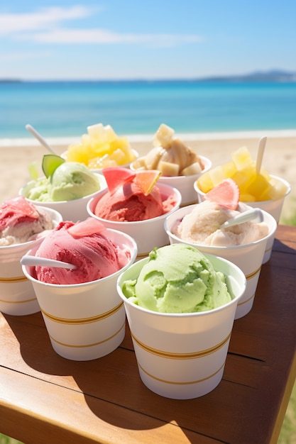 Free photo delicious ice creams arrangement