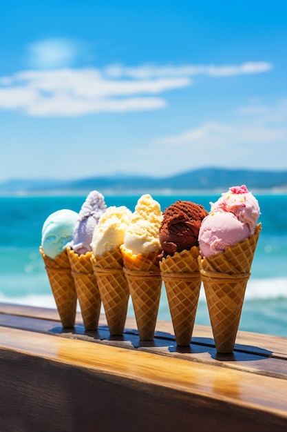 무료 사진 맛있는 아이스크림 배열