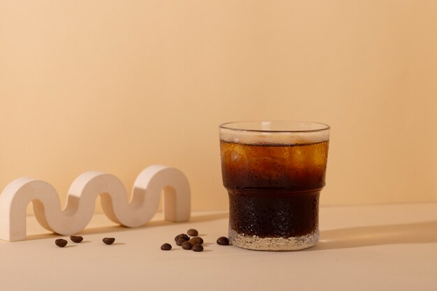 Delicious iced coffee on table