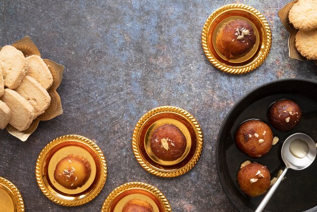 Delicious indian dessert arrangement