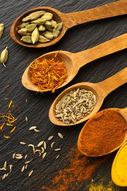 Delicious indian spices arrangement