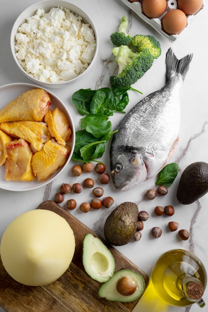 Foto gratuita ingredienti deliziosi per la dieta cheto