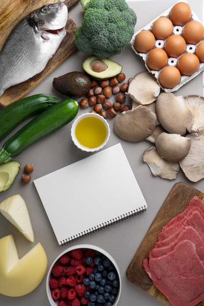 Foto gratuita ingredienti deliziosi per la dieta cheto