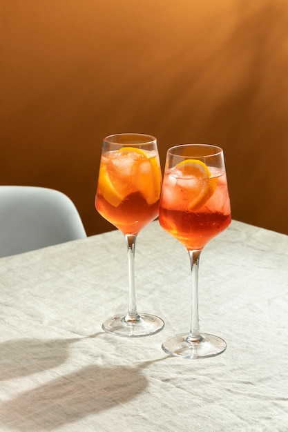 Free photo delicious italian cocktail with realistic background