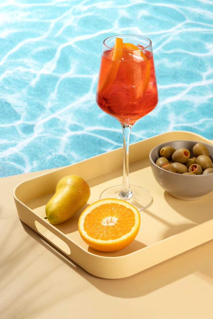 Free Photo delicious italian cocktail with realistic background