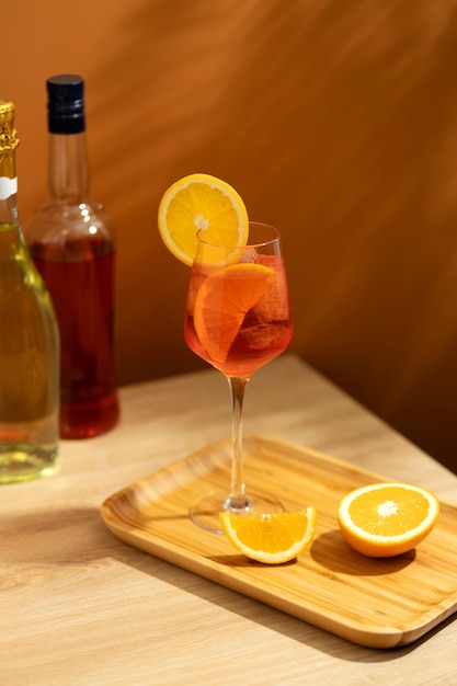 Free photo delicious italian cocktail with realistic background