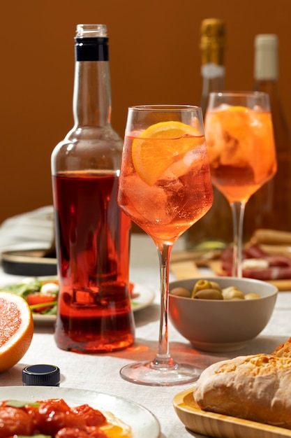 Free photo delicious italian cocktail with realistic background