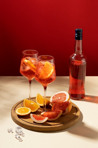 Free photo delicious italian cocktail with realistic background