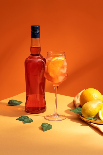 Free photo delicious italian cocktail with realistic background