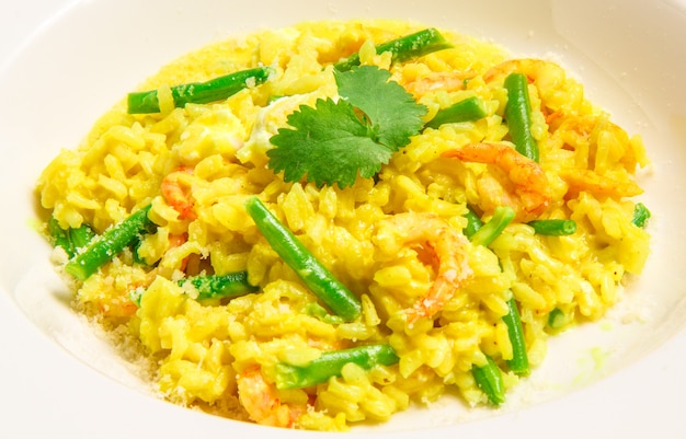 Delicious italian risotto with shrimps