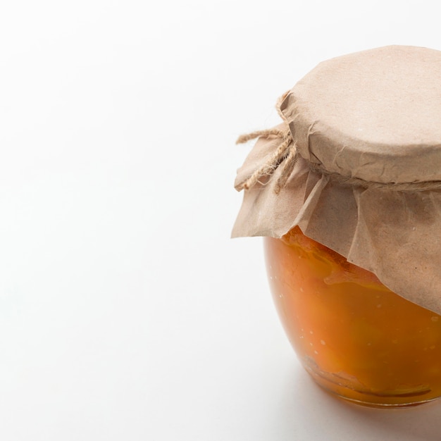 Delicious jam in covered jar