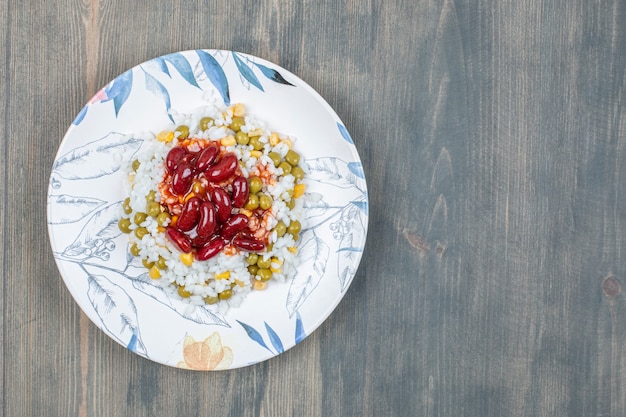 Delicious kidney beans with corns, peas and rice