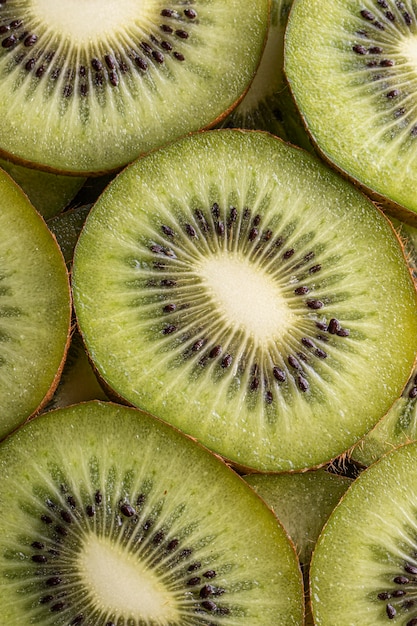 Delicious kiwi fruits above view