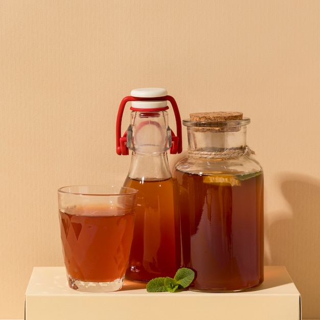 Free photo delicious kombucha drink arrangement