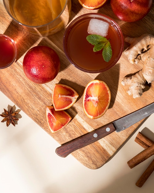 Free photo delicious kombucha drink assortment